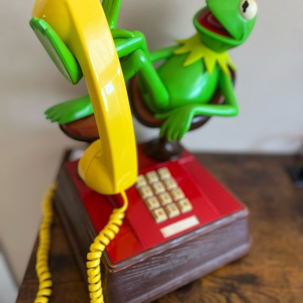 Kermit the Frog Telephone Figurine with Yellow Handset